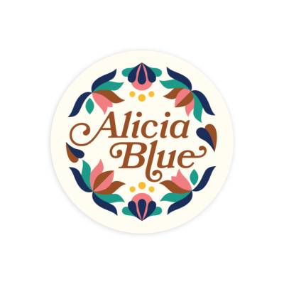 Alicia Blue Button – White