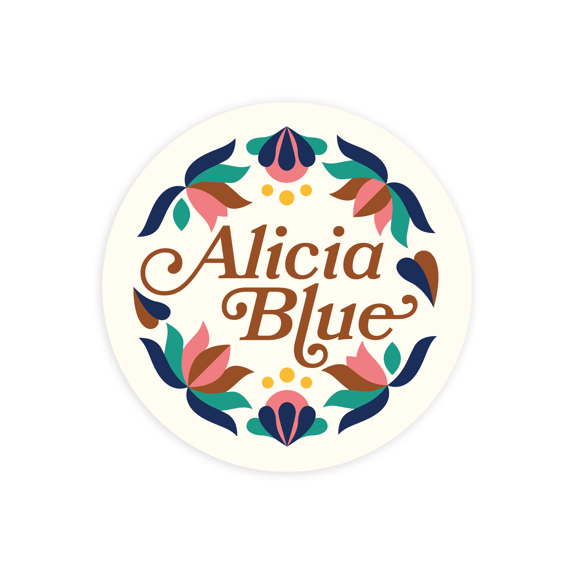 Alicia Blue Button – White