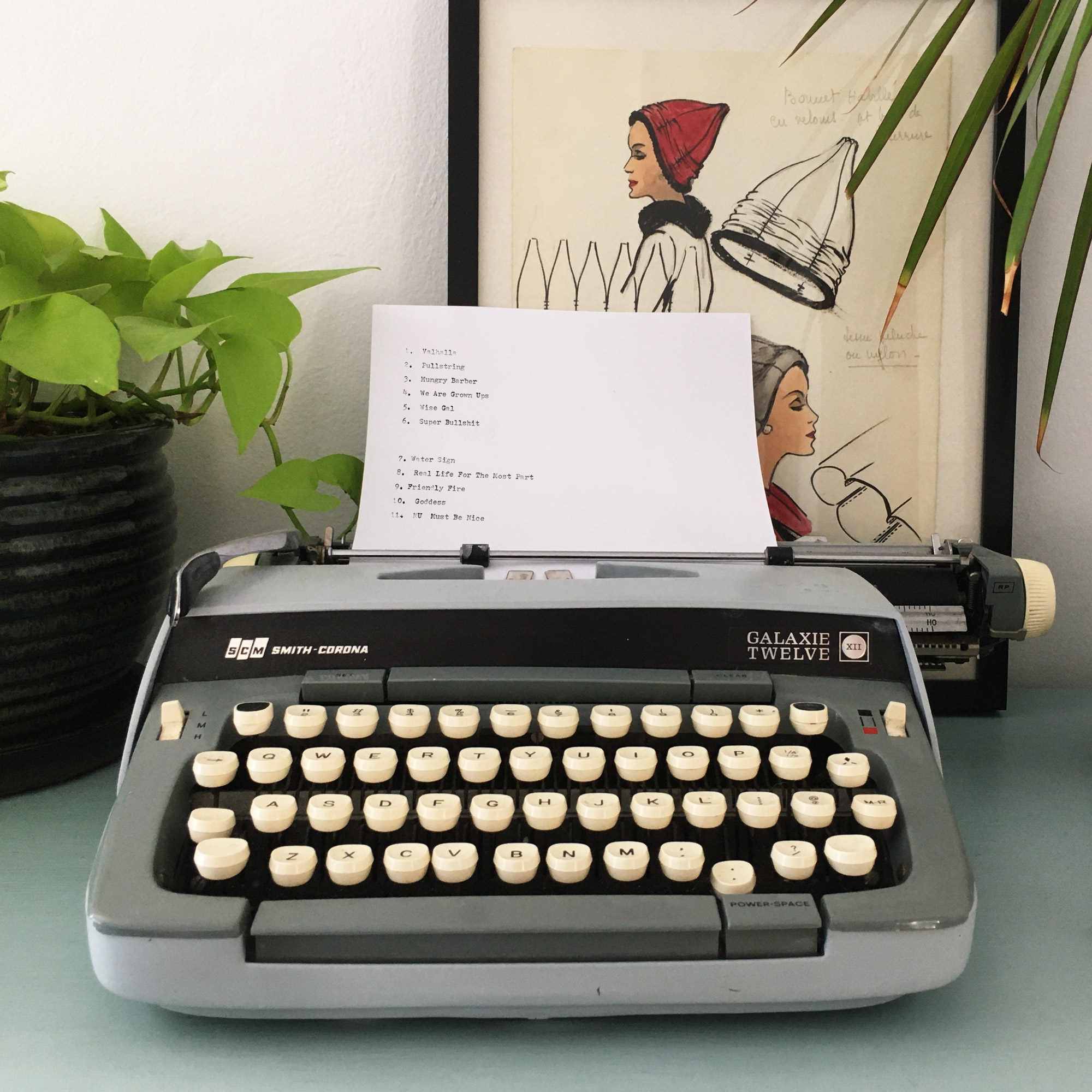 Typewriter with track listings