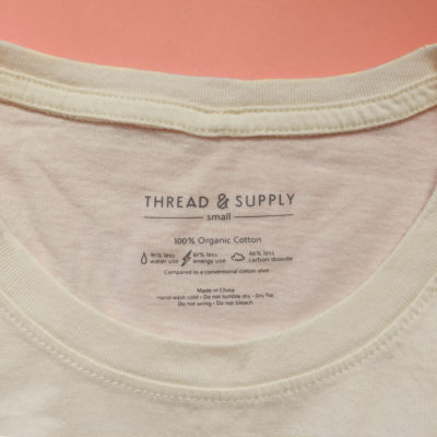 Thread & Supply printed t-shirt label