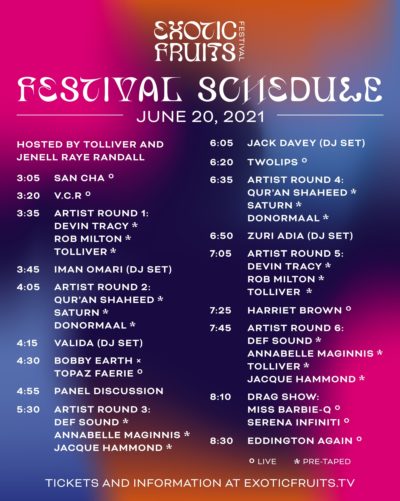 Exotic Fruits artist poster – festival schedule