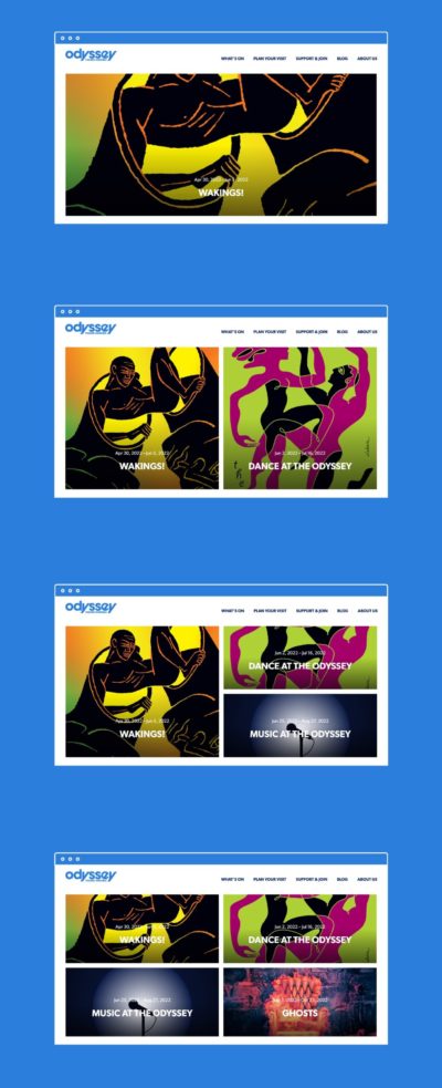 Odyssey Theatre website – homepage organization