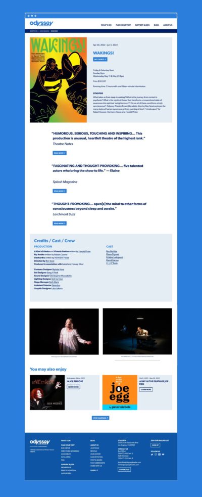 Odyssey Theatre website – show page